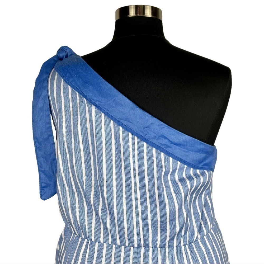 GLAMOUR X LANE BRYANT STRIPED ONE SHOULDER BOW ASYMMETRIC DRESS - Picture 8 of 14